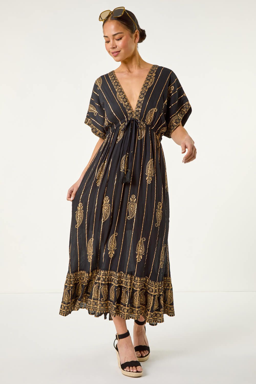 Roman Petite Foil Print Boho Maxi Dress
