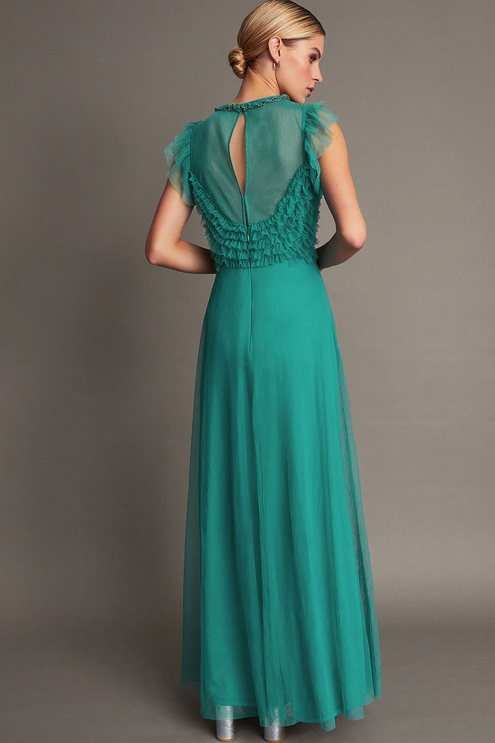 Monsoon Irina Hand-Embellished Maxi Dress Green