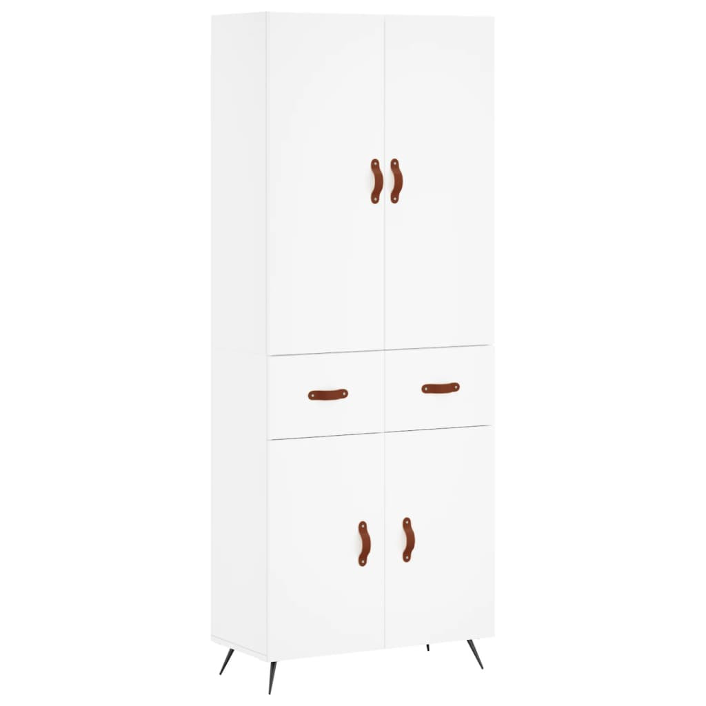Szafka Regał Witrynka Biała z Drzwiami 69.5x34x180 cm do Salonu Pokoju