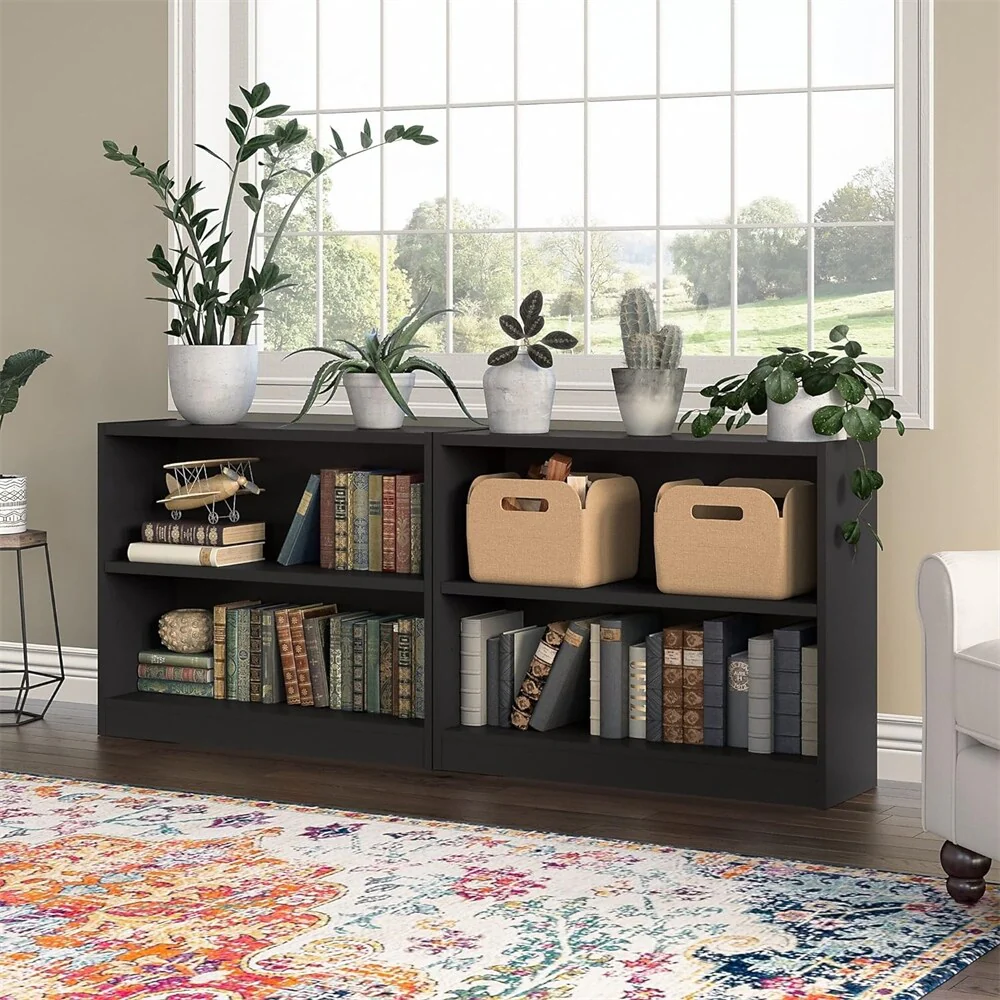 Universal Small 2 Shelf Bookcase in Black - Set of 2