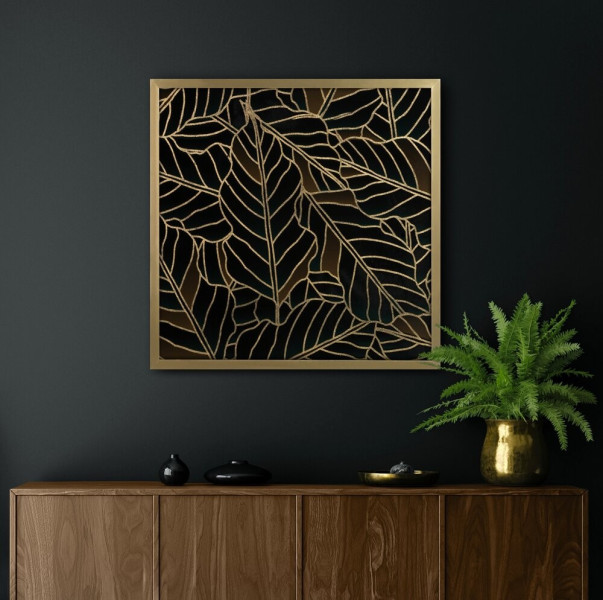 Obraz Glamour Złote Liście 53x53 cm LILI1