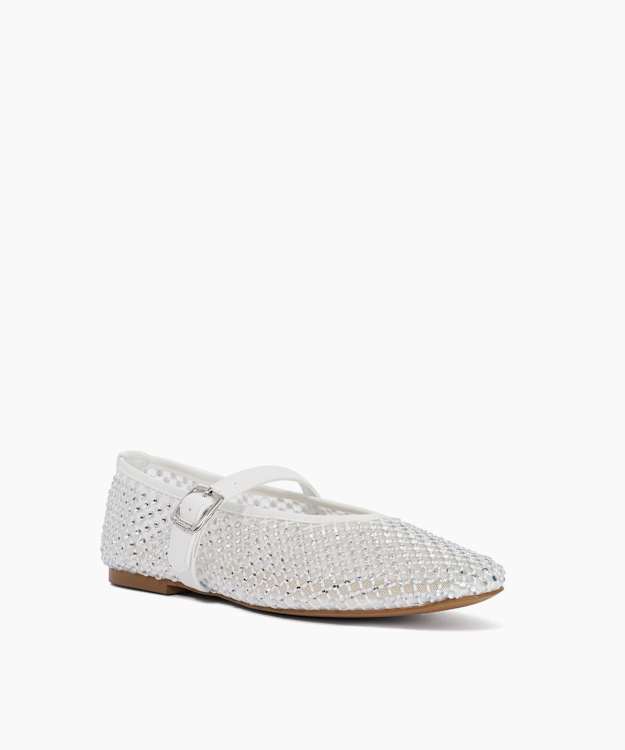 Haislee White - Diamante Mary Jane Shoes