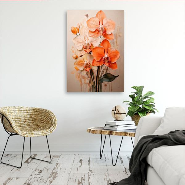 Feeby Obraz do salonu, Orchidea Akwarela Beżowy Neutralny 40x60