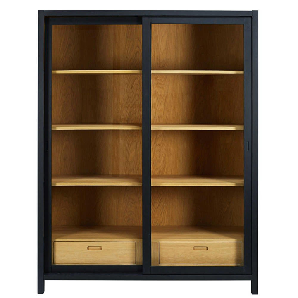 Nepaya - Vitrine 2 tiroirs noire