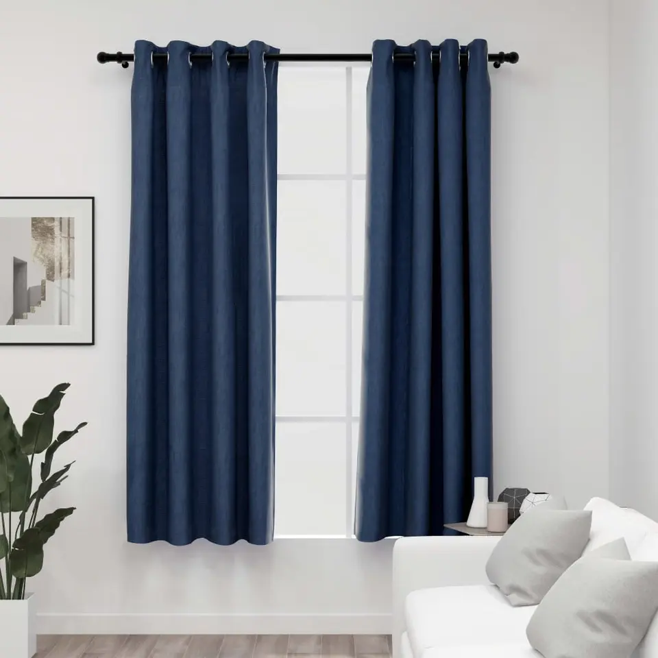 vidaXL - Gordijn - Blauw - Stof - 140 x 175 cm - 2 stuks