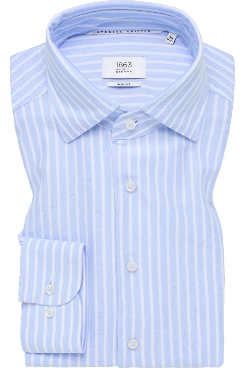 ETERNA 1863 Slim Fit Jerseyhemd mittelblau, Gestreift