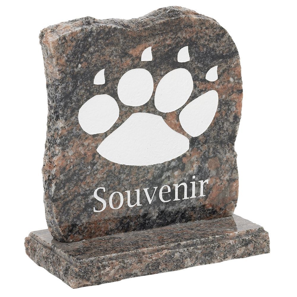 Plaque funéraire motif patte de chien 18xH18cm gris