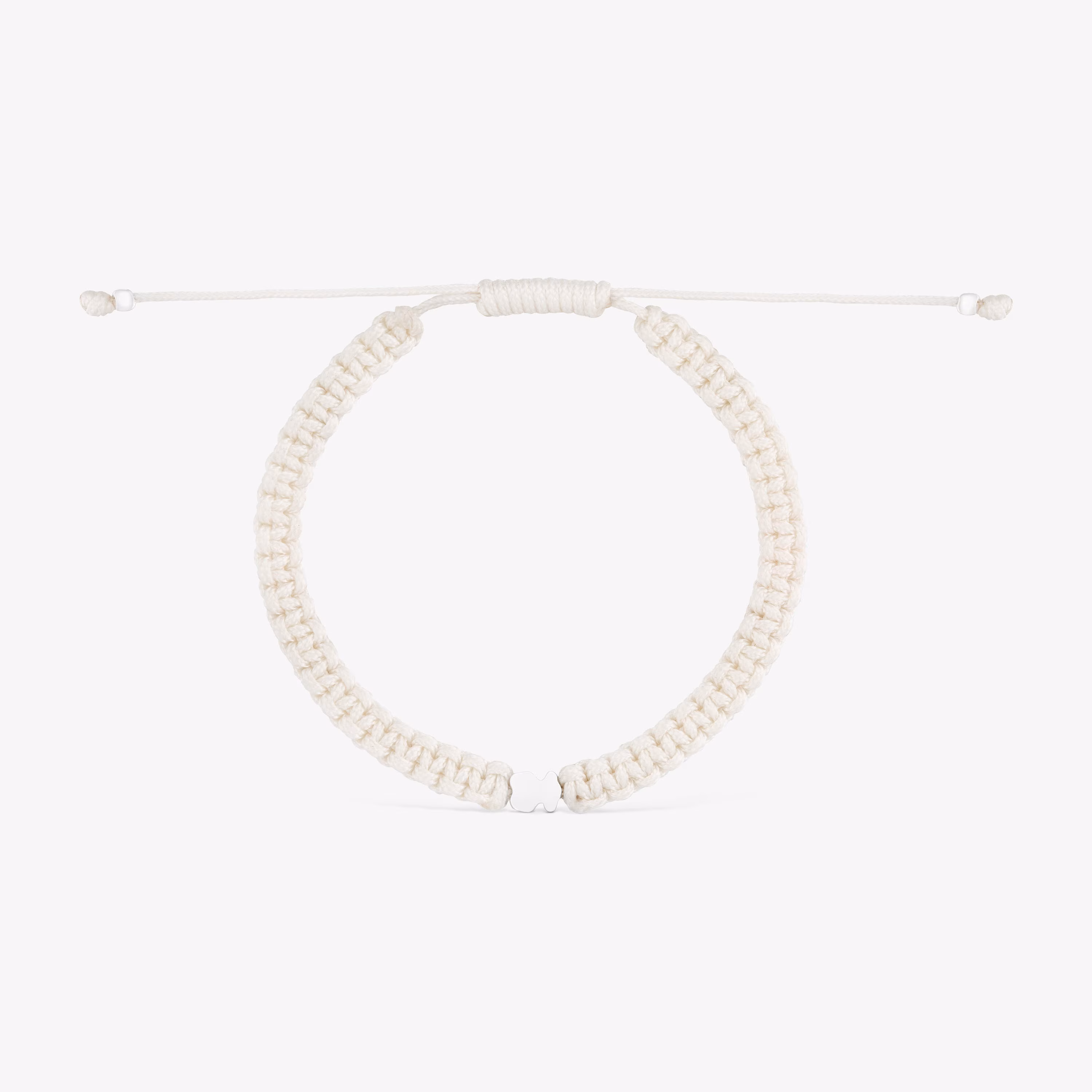 Pulsera oso de plata y nylon blanco TOUS Motivos