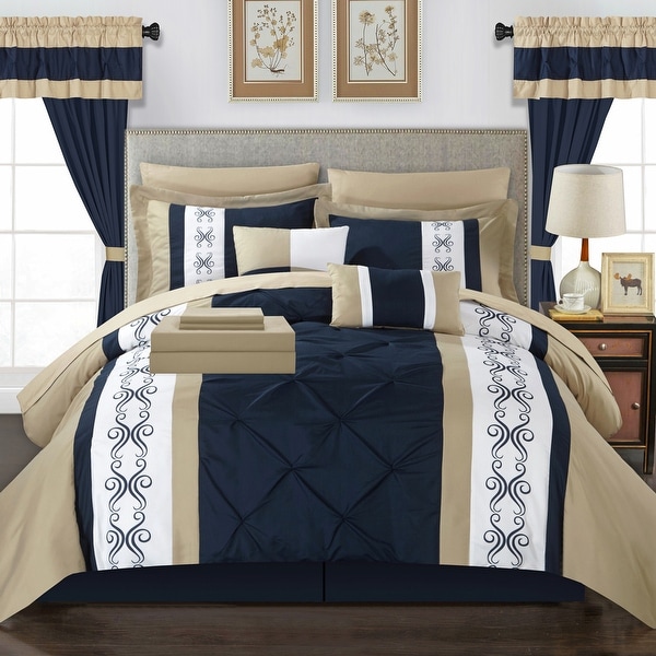 Chic Home Kaia 20 Piece Pinch Pleat Pintuck Bed in a Bag Comforter Set