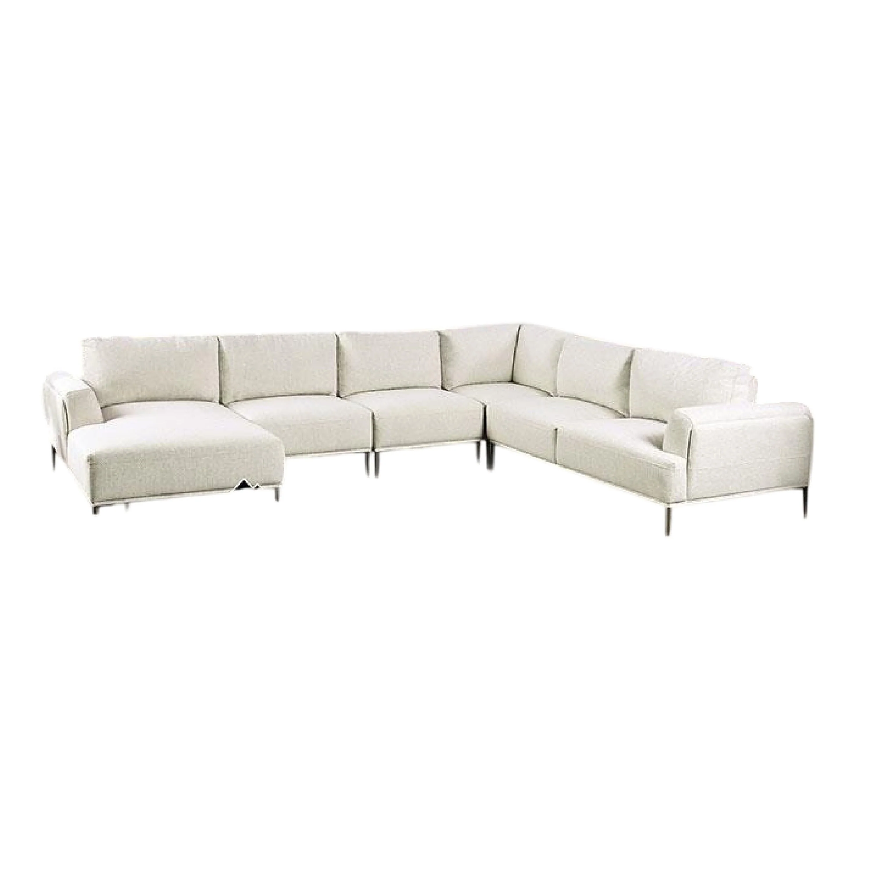 Batty J Sectional Chaise Sofa, Beige Chenille, 147 Inch, Adjustable