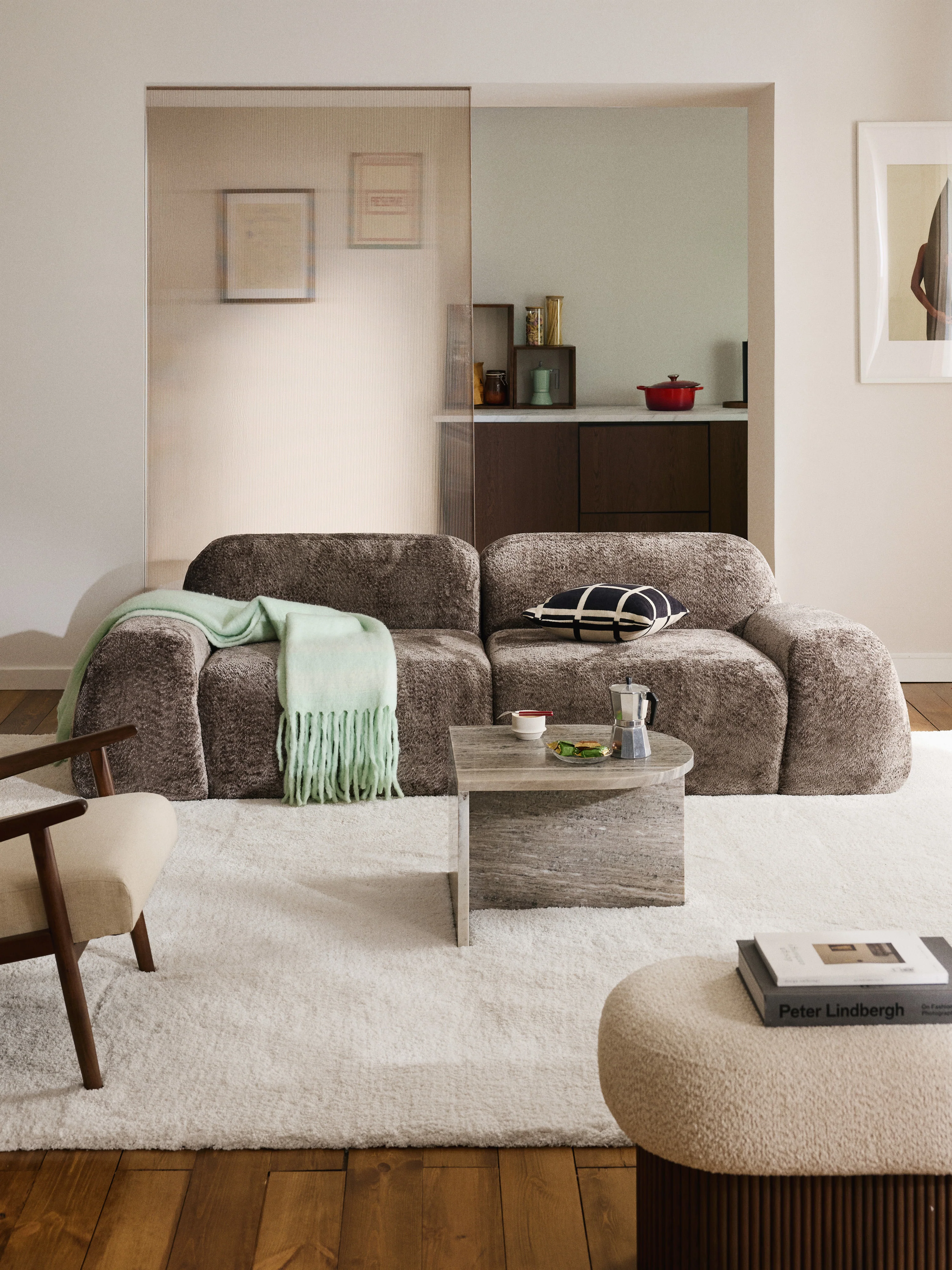 Modulares Teddy-Bouclé-Sofa Wolke (3-Sitzer)