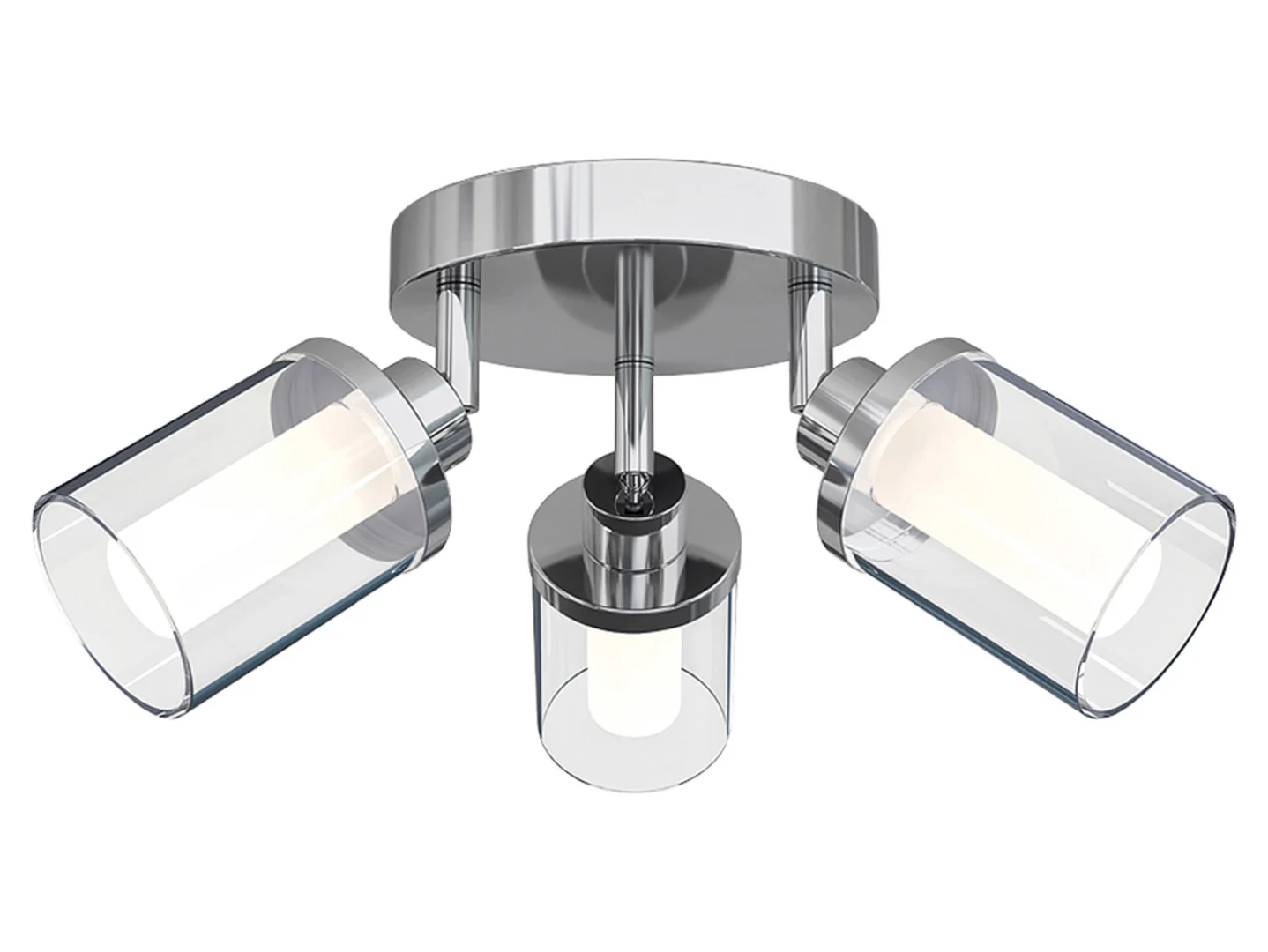 Lampa sufitowa łazienkowa Vista 3-punktowa stalowa srebrna