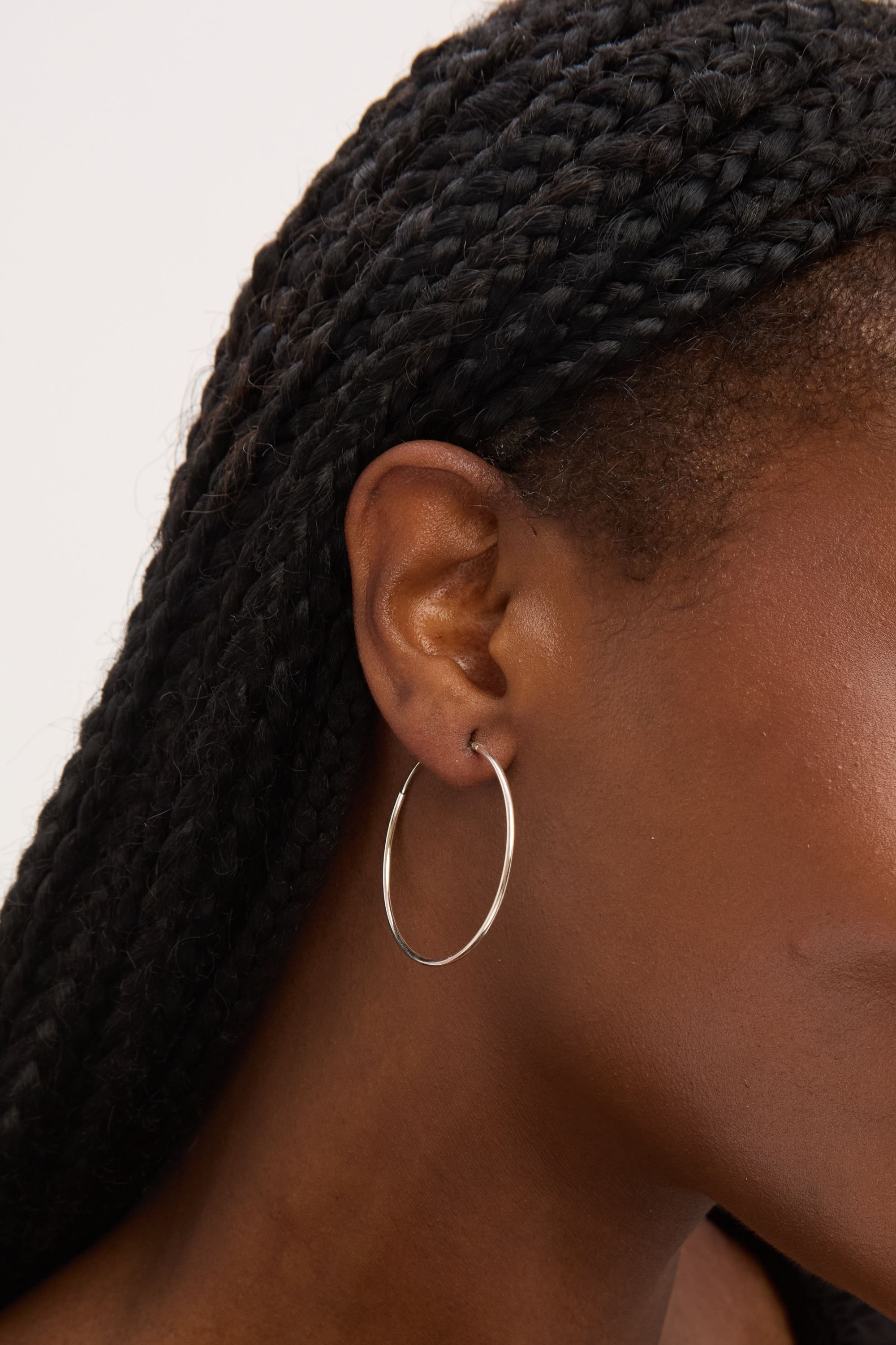 Simply Silver Sterling Silver 925 50mm Sleeper Hoop Earrings