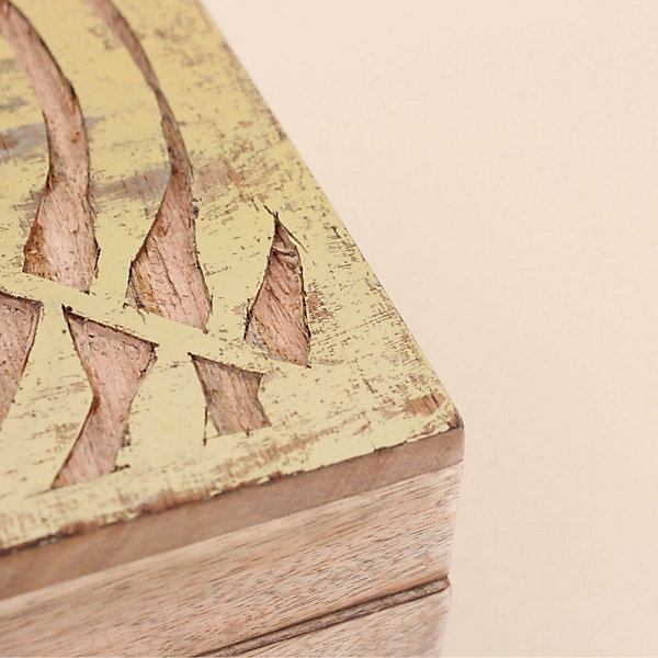 Boite en bois couvercle or 21x17cm