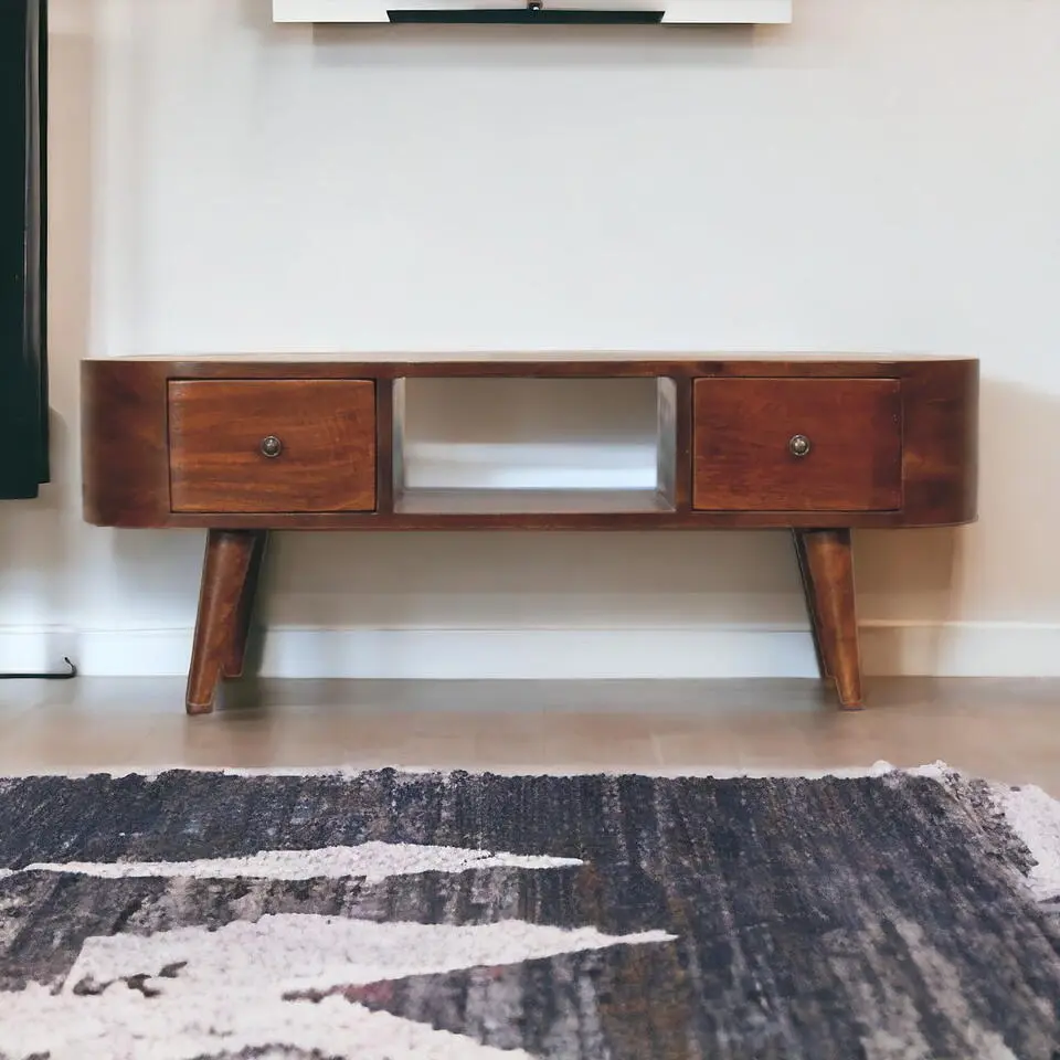 Artisan Furniture Solid hout Kastanje Rond Open TV meubel