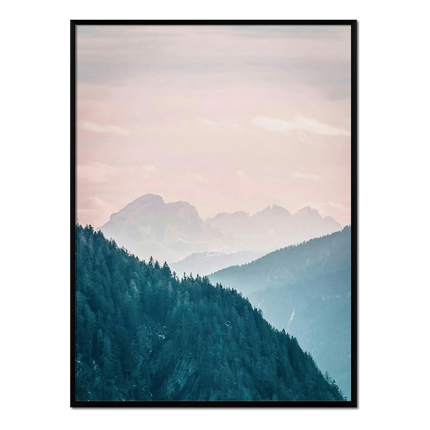 MONTAÑA - Affiche avec cadre noir - Paysage montagneux - 30x40
