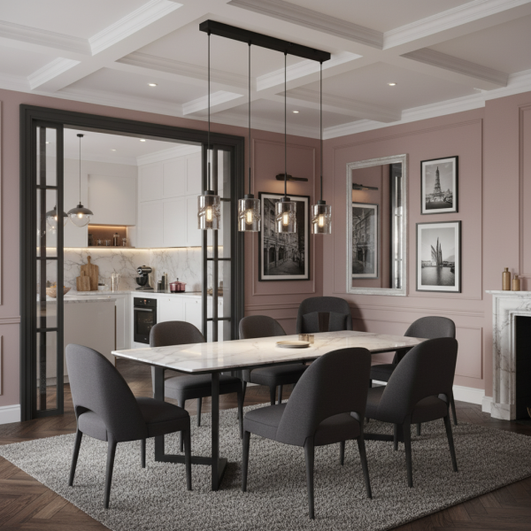 Lampa wisząca loft zwisy EDYLIT grafitowe klosze czarna 4xE27 GRETA 15-541
