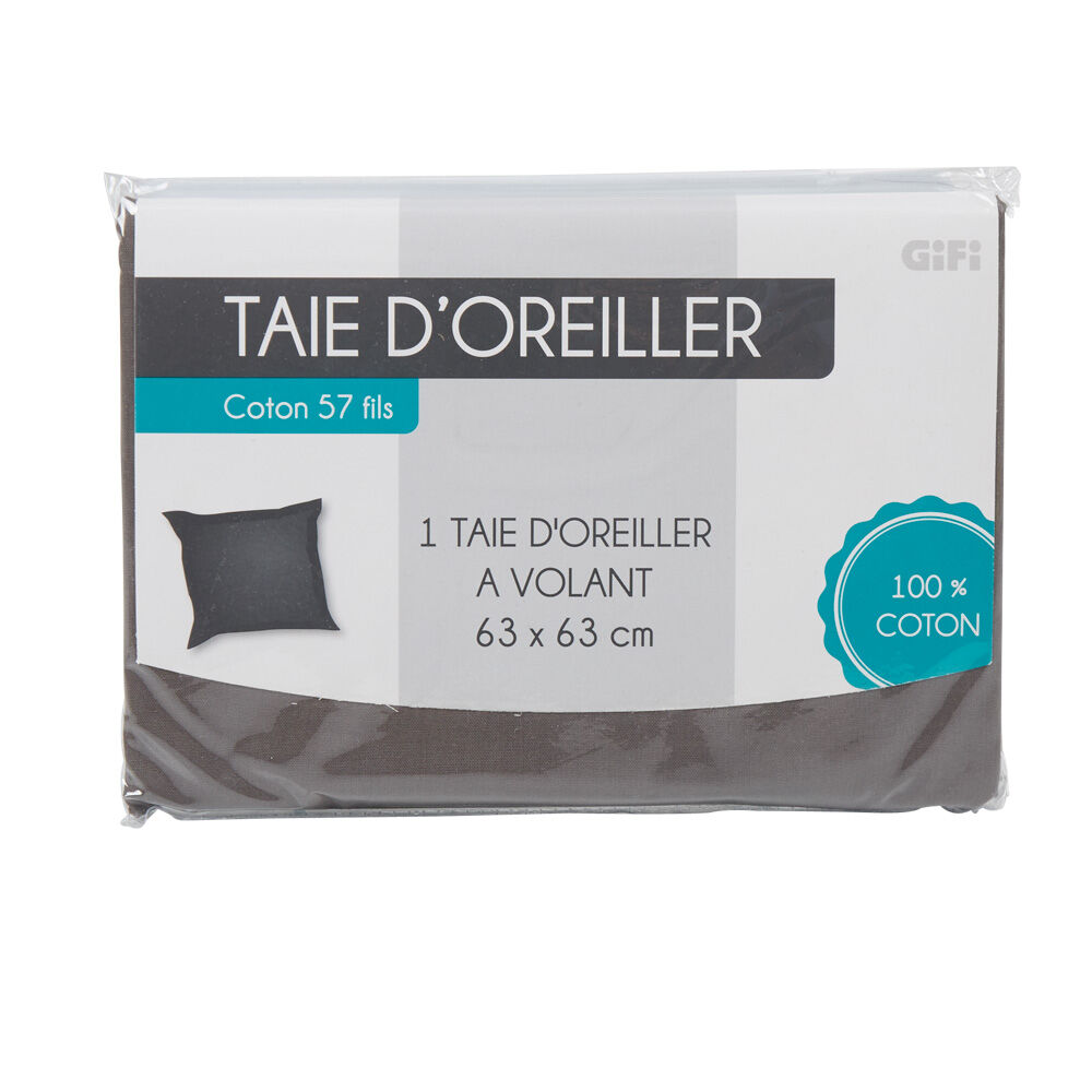 Taie d oreiller gris foncé avec volant