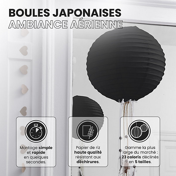 Lot de 12 Boules Japonaises Noires 20 cm