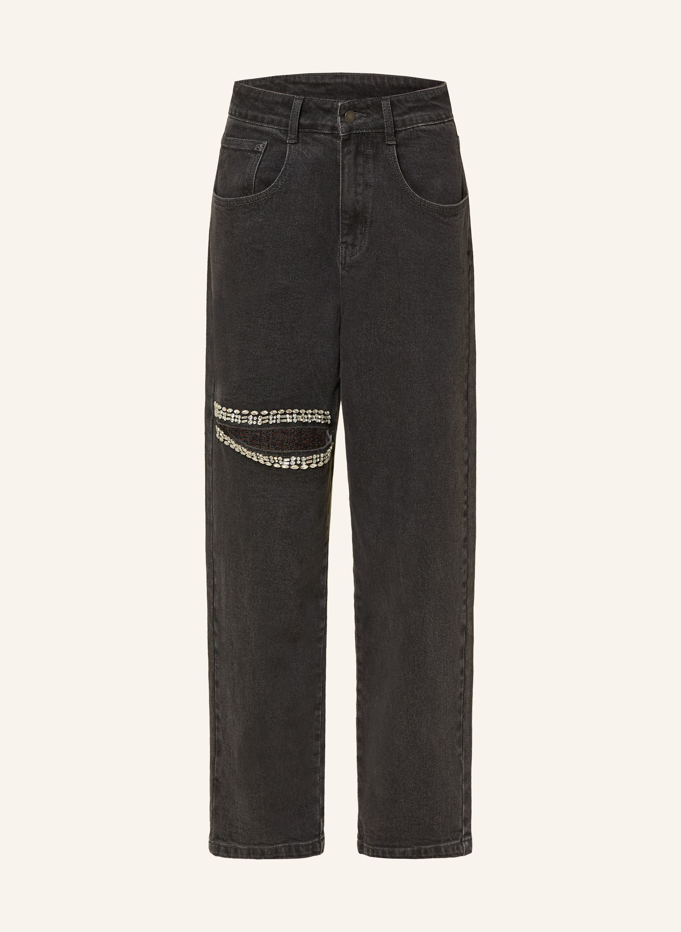 KARO KAUER Mom Jeans mit Schmucksteinen