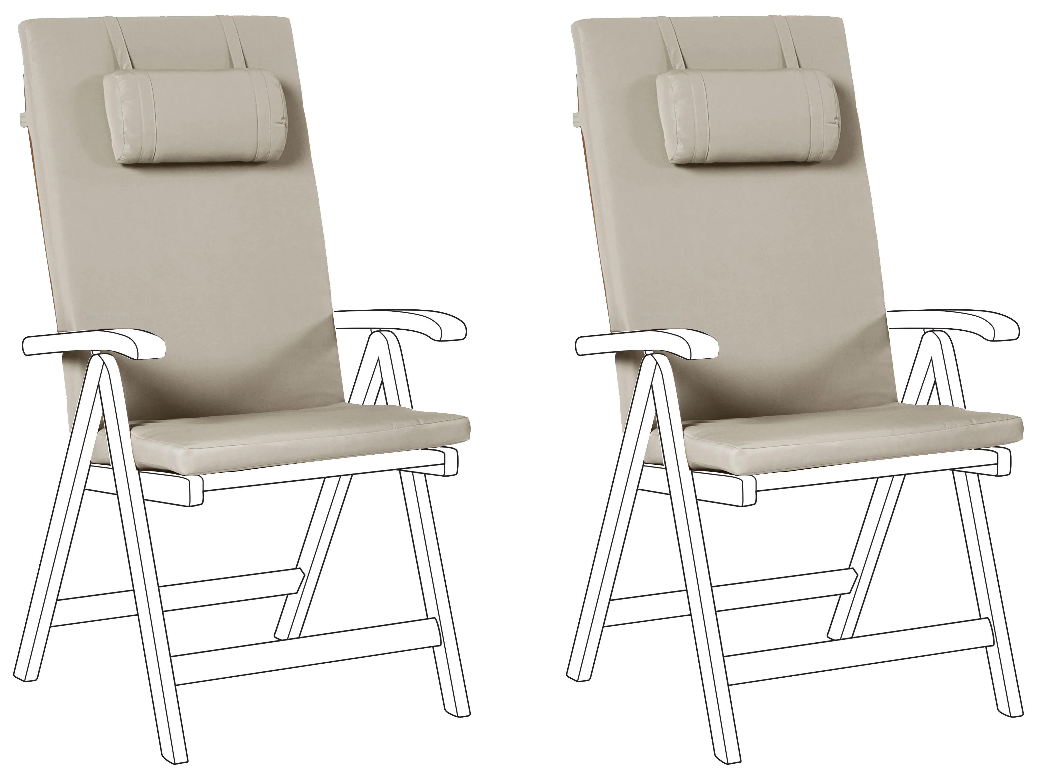 Set of 2 Back/Seat Cushions JAVA/AMANTEA PREMIUM 50 x 71 cm Taupe
