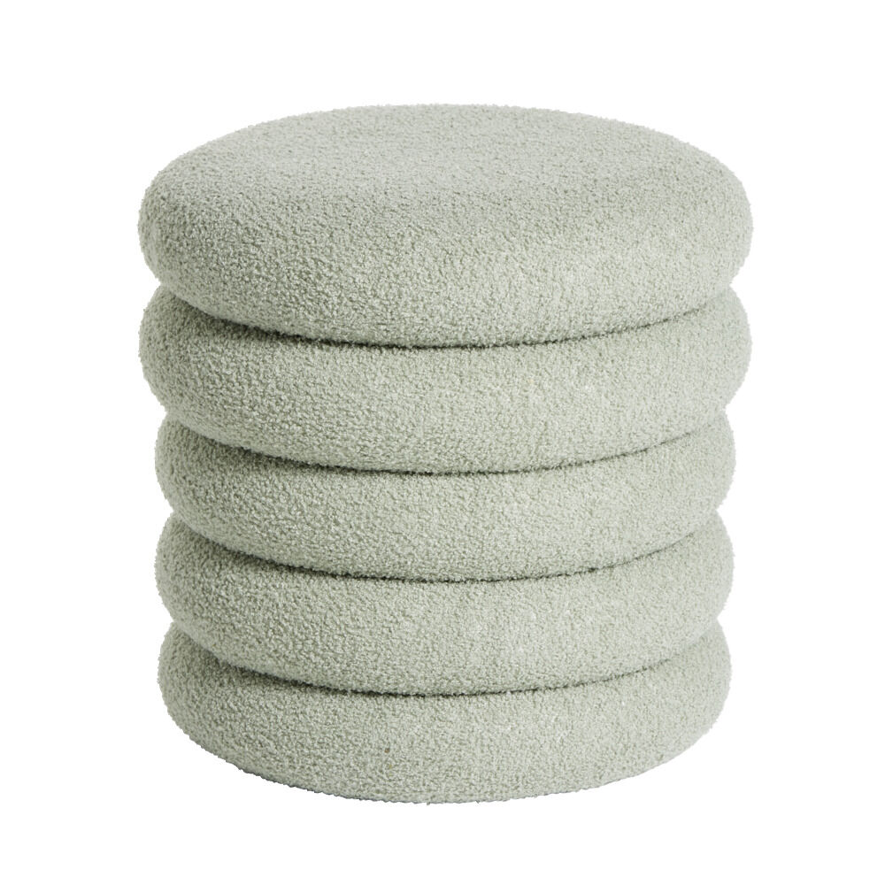 Pouf rond tissu bouclette blanche Ø40xH40cm
