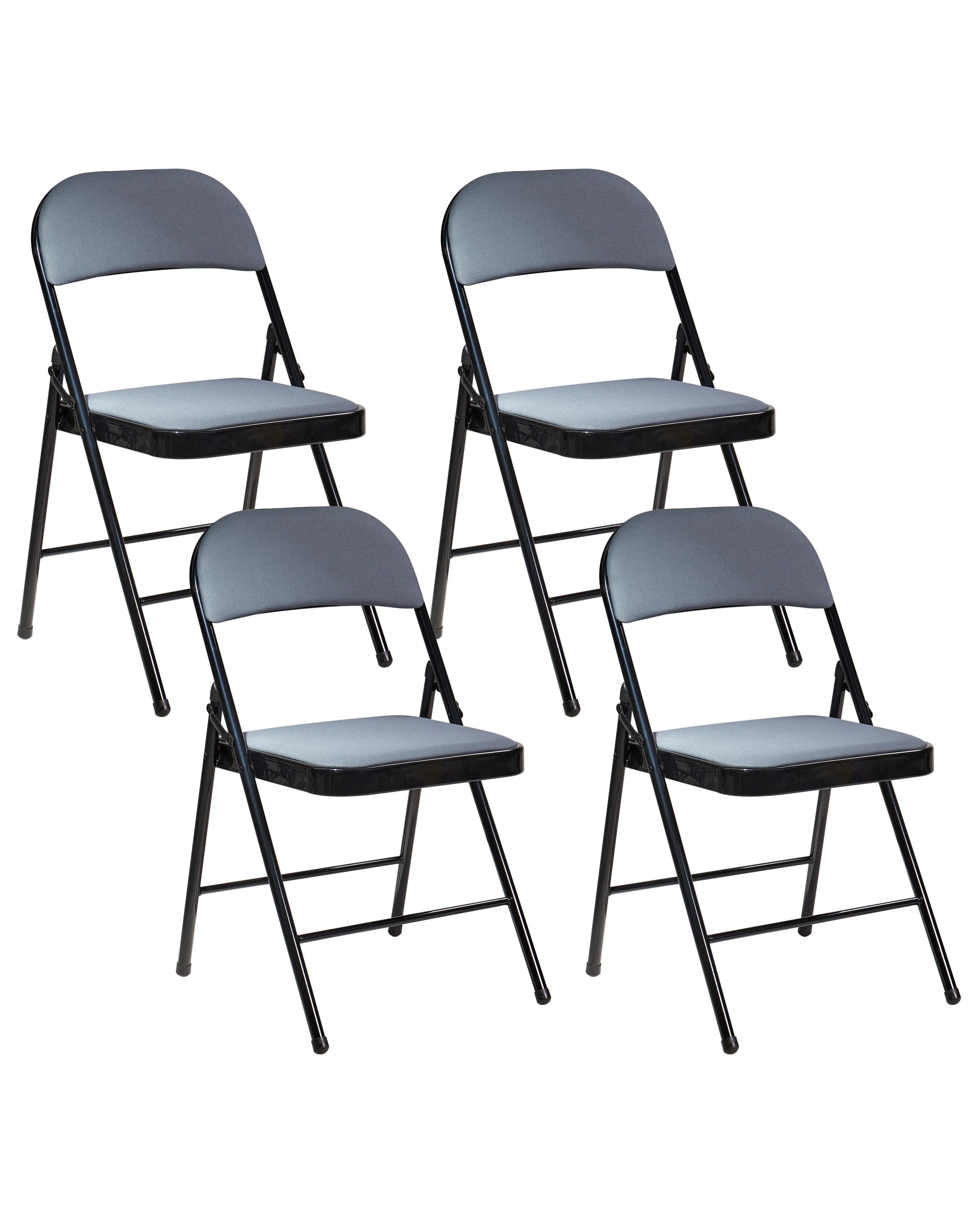 Set of 4 Folding Chairs SPARKS Metal Dark Grey/ Black
