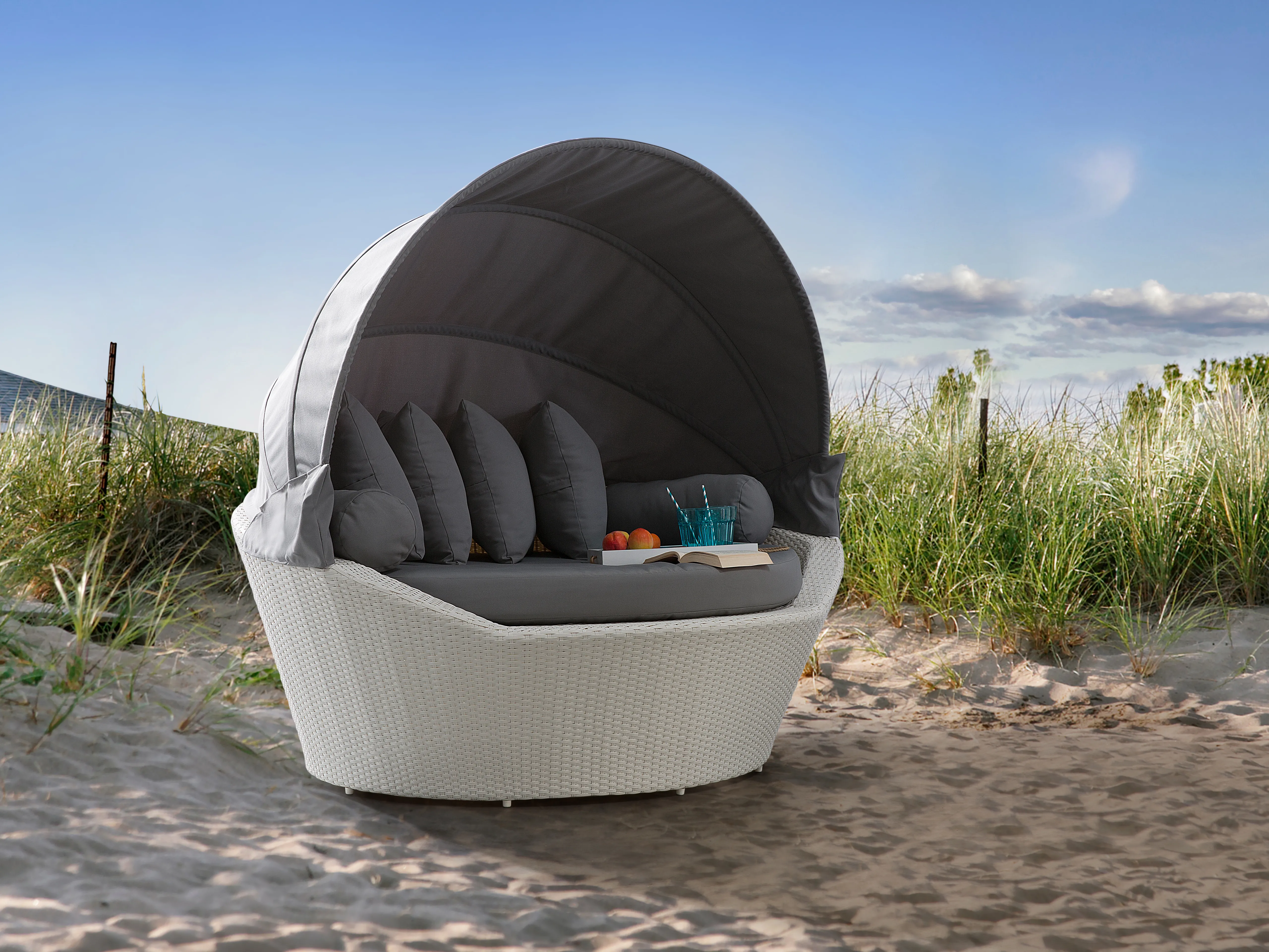 Garden Daybed SYLT PE Rattan White