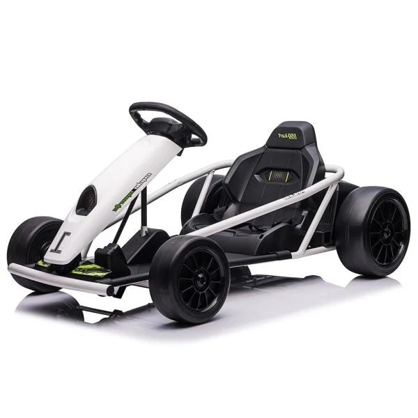 24V Go Kart for Kids 8-12, 300W*2 Motors, 9Ah Battery, 8MPH Speed, Music, Horn, 175lbs Max Load �C White