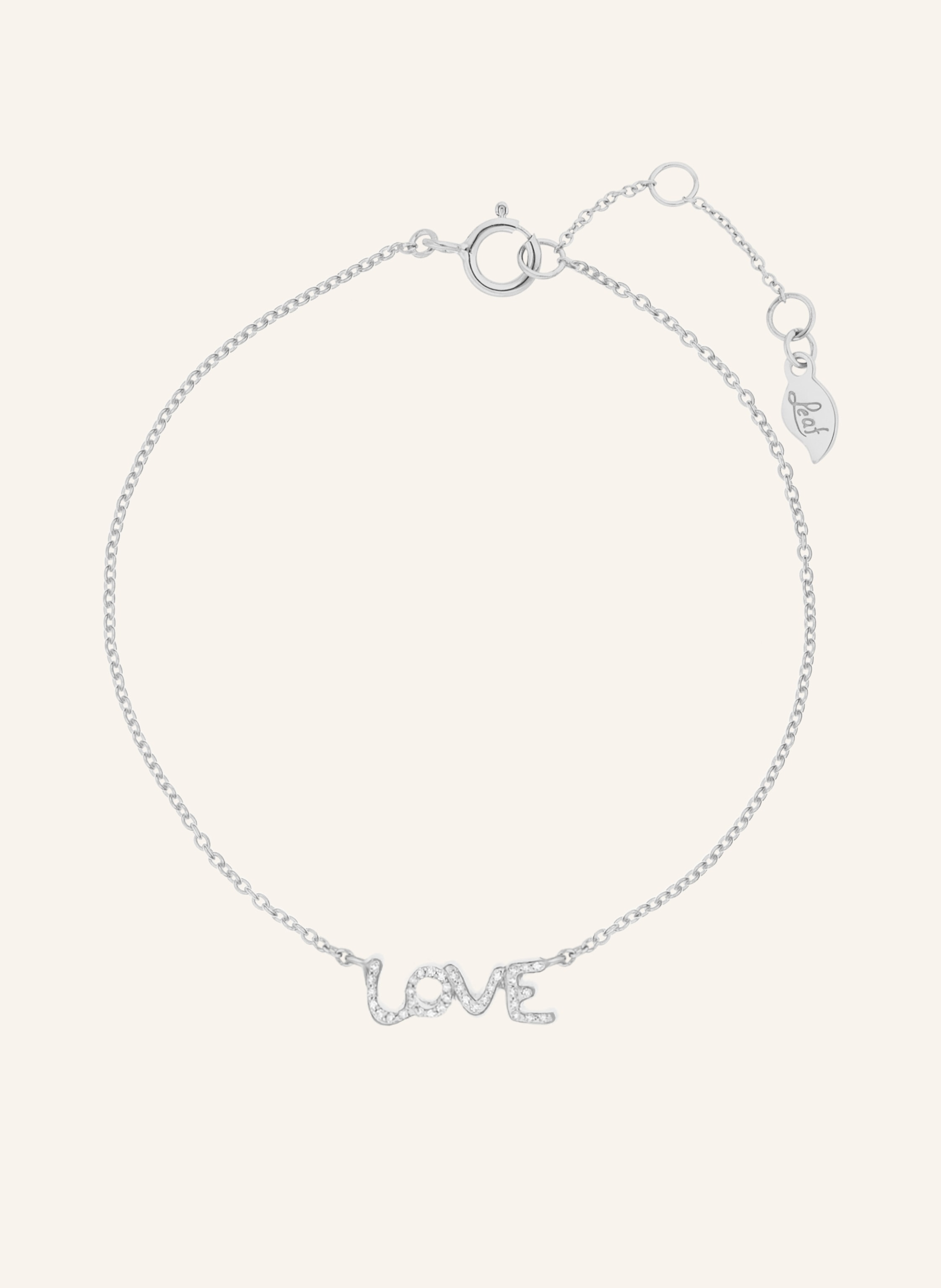 Leaf Armband TINY LOVE aus 14 Karat Weißgold mit Diamanten