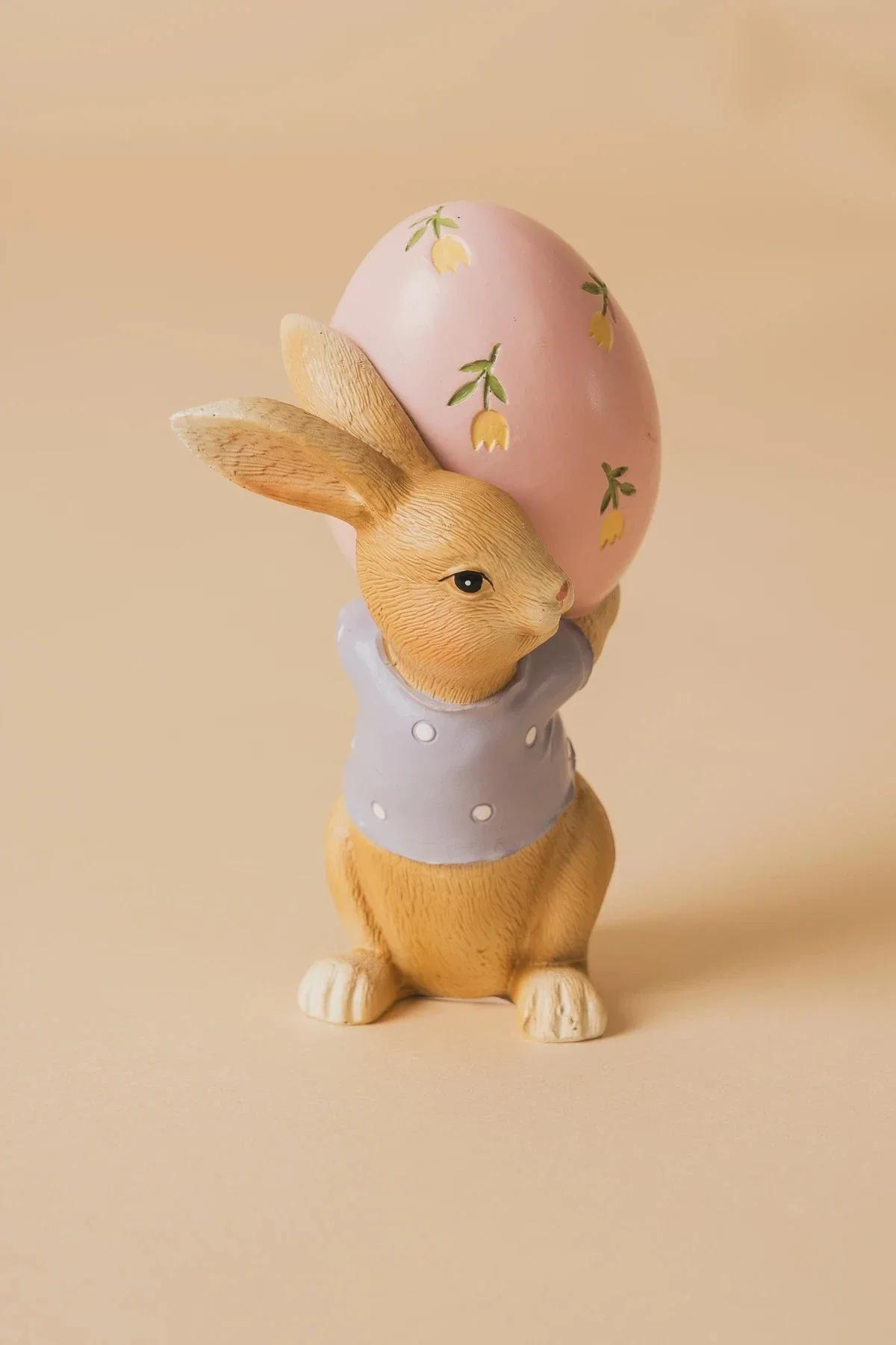 Bunny Ornament Holding Pink Easter Egg