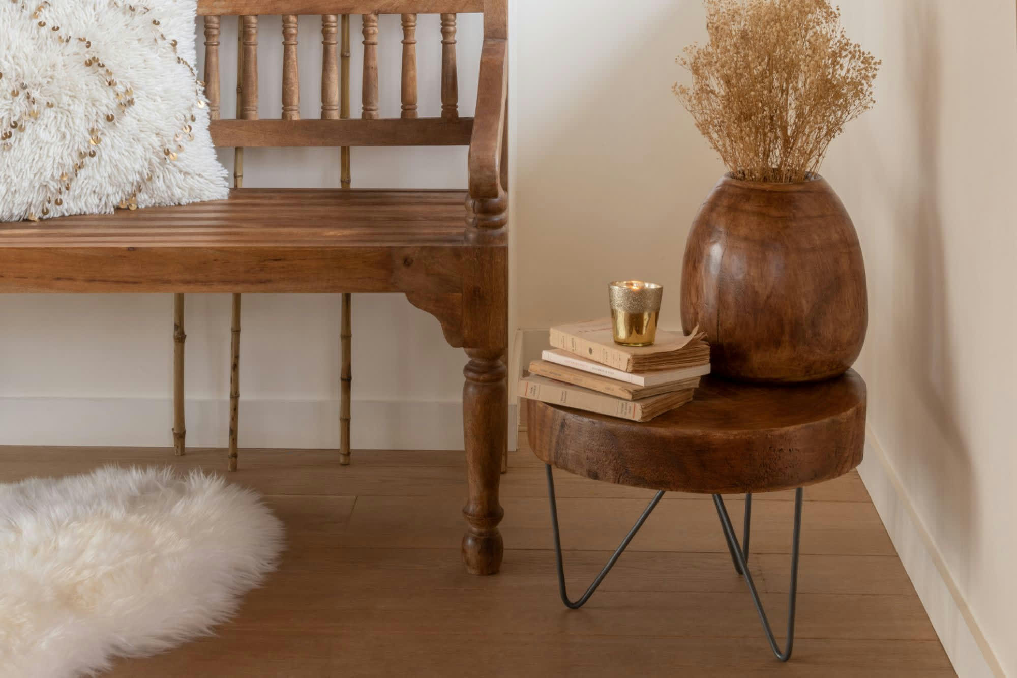 GUMI - Tables basses gigognes rondes en bois et métal