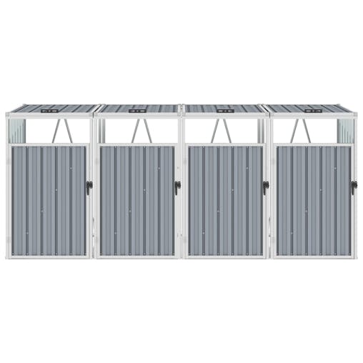 NNEVL Quadruple Garbage Bin Shed Grey 286x81x121 cm Steel