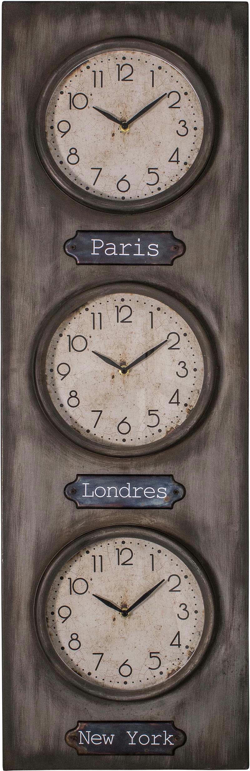 - Pendule 3 cadrans en fer 33 x 8 x 107 cm