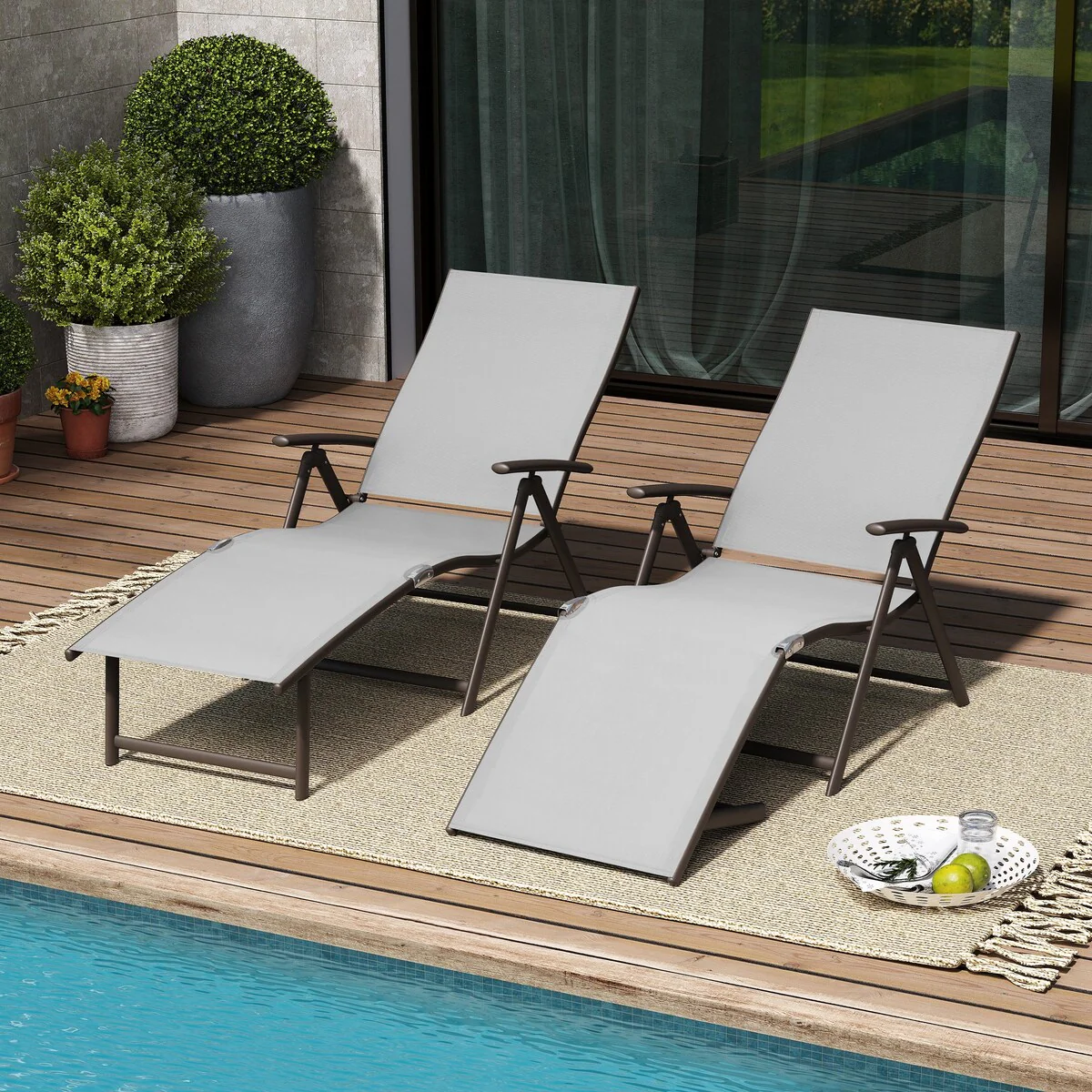 VredHom Outdoor Portable Folding Chaise Lounge Chairs (Set of 2) - 70 L x 20 W x 14 H