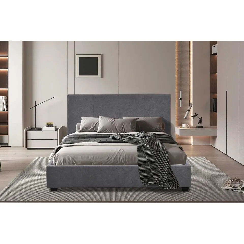 Tweepersoonsbed Romano - 140x200cm - met lattenbodem - grijs