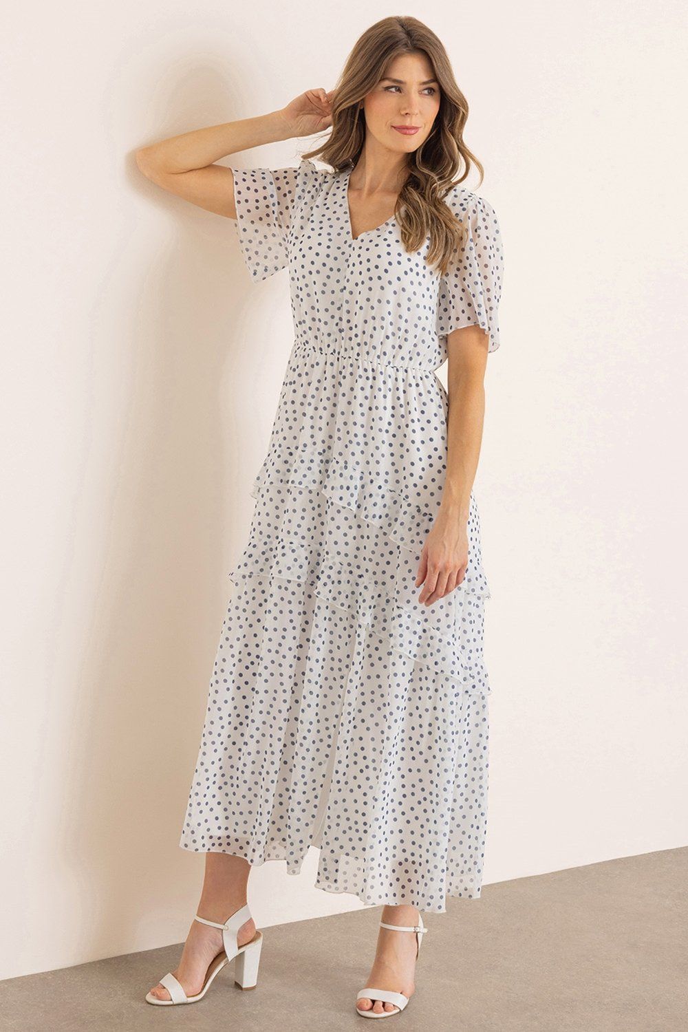 Klass. Spotty Short Sleeve Maxi Dress