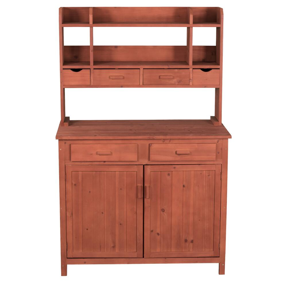 Leisure Season Outdoor/Indoor Wood Potting Bench with Storage, Large, 42 x 24 x 67-in