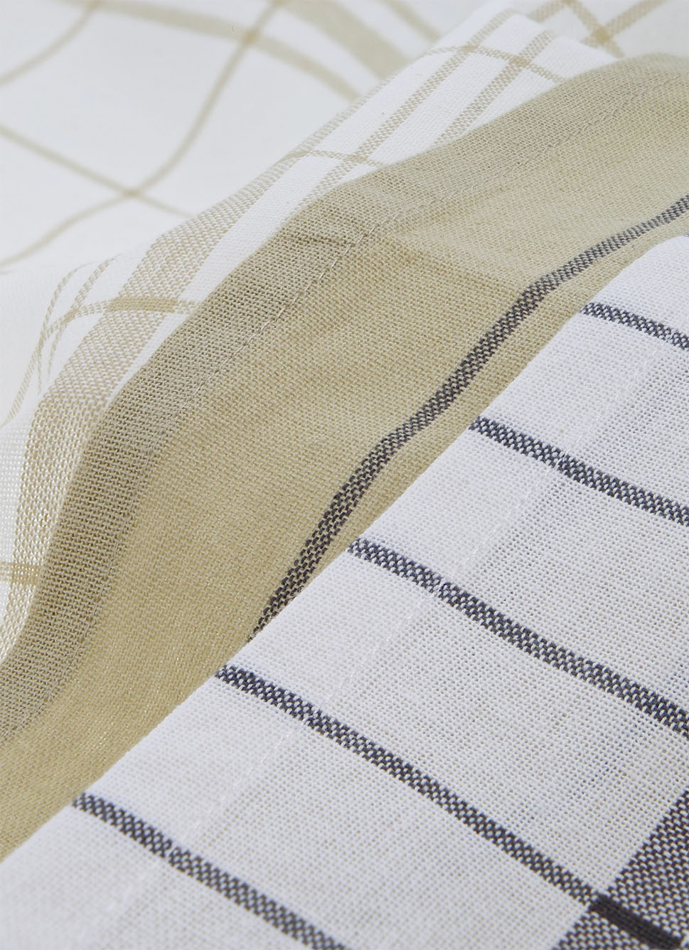 LOT DE 3 TORCHONS EN COTON BEIGE