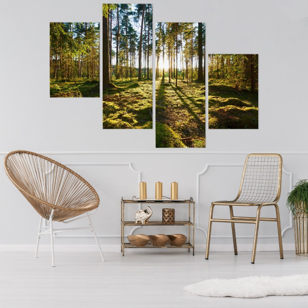 Obraz 4 Częściowy LAS DRZEWA Przyroda 3D 80x50cm