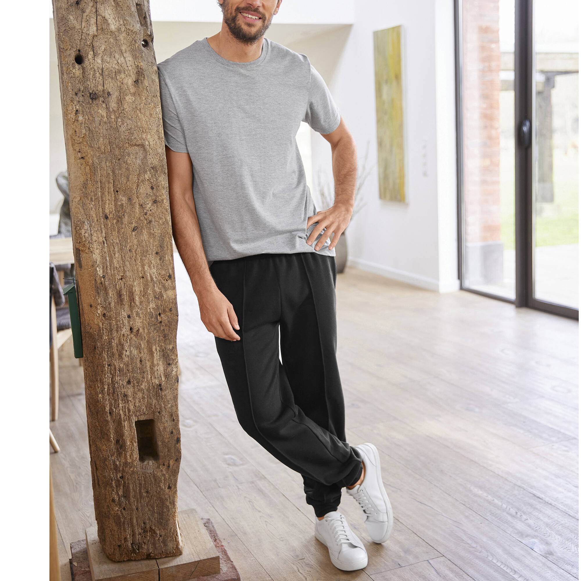 Pantalon loisirs molleton, bas resserrés