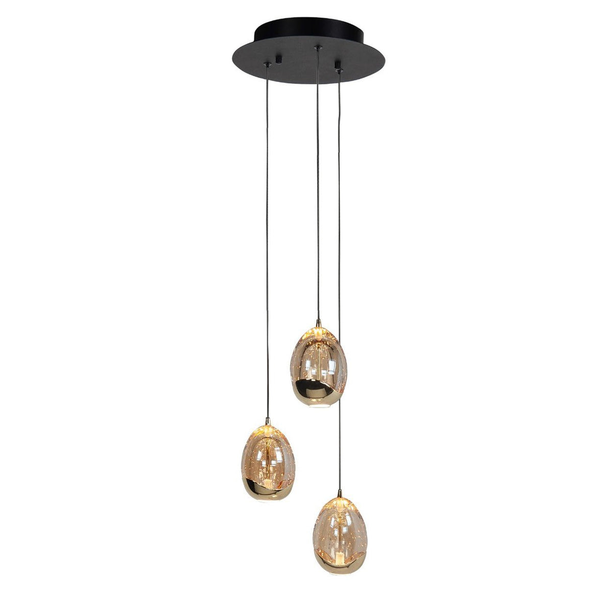 Highlight hanglamp Golden - 3 lichts - 25 x 135  cm - amber zwart