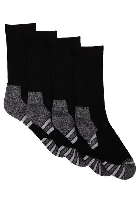 Mens 4pk Black Stripe Sports Socks