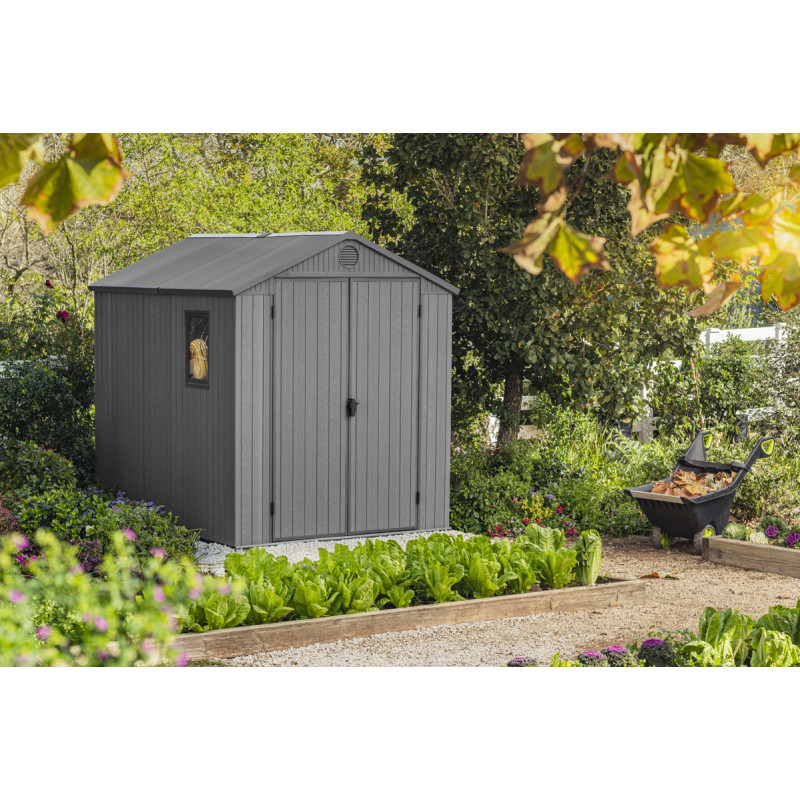 Abri de jardin en résine Darwin gris 1,99 x 2,44 x 2,21 m KETER