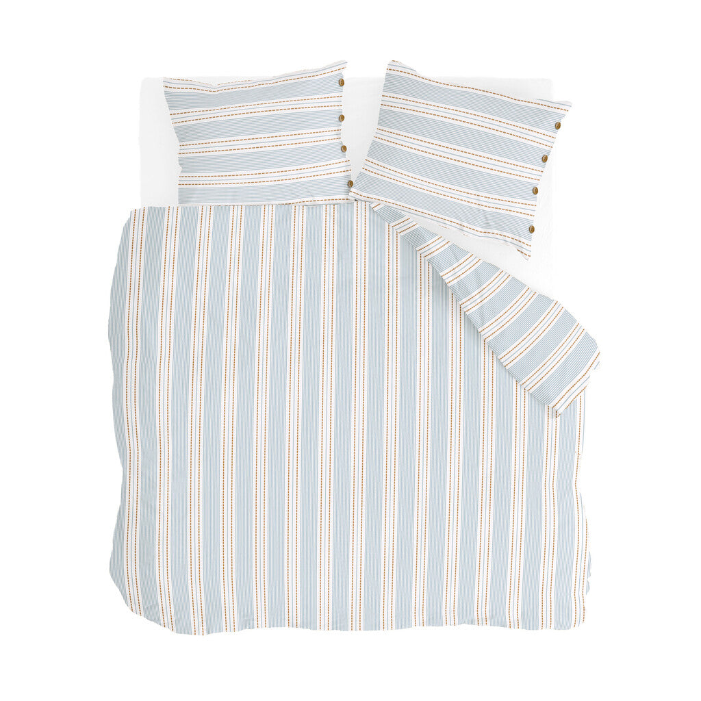 Walra - Dekbedovertrek Remade Striped Harmony - 200x220 cm - Off White / Blauw