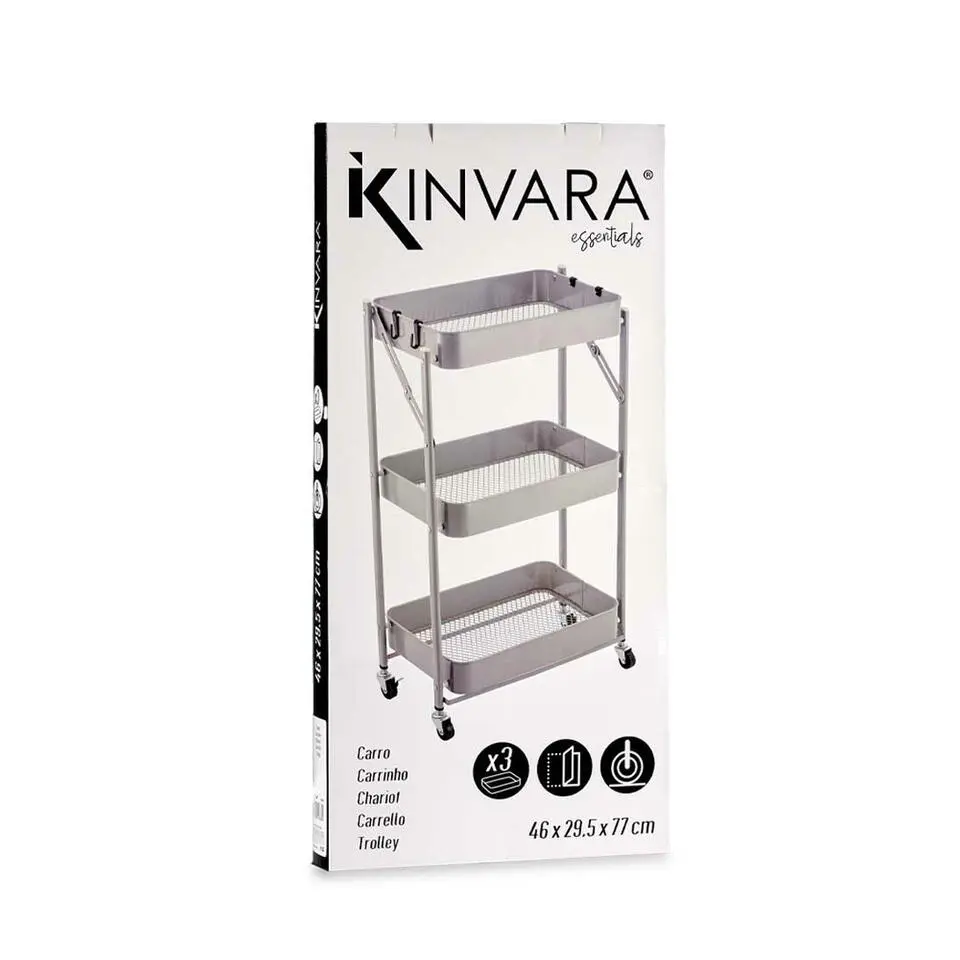 Kinvara Keuken/badkamer trolley - L45 x B30 x H78 cm - grijs - metaal