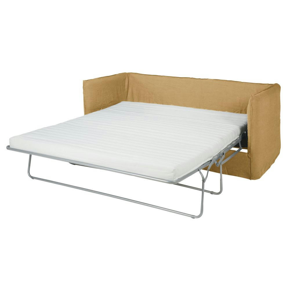 Louvain - Housse de canapé convertible 3/4 places en lin froissé ocre