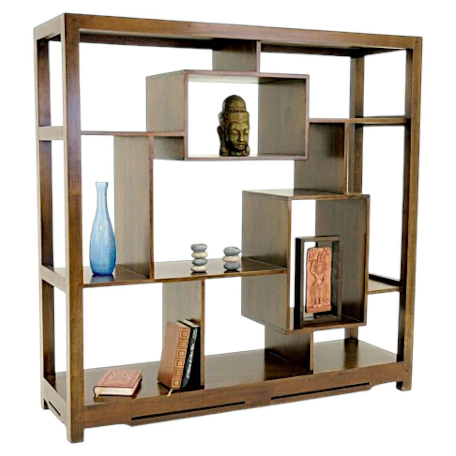 Bibliothèque étagère destructurée hévéa 130x130cm MAORI