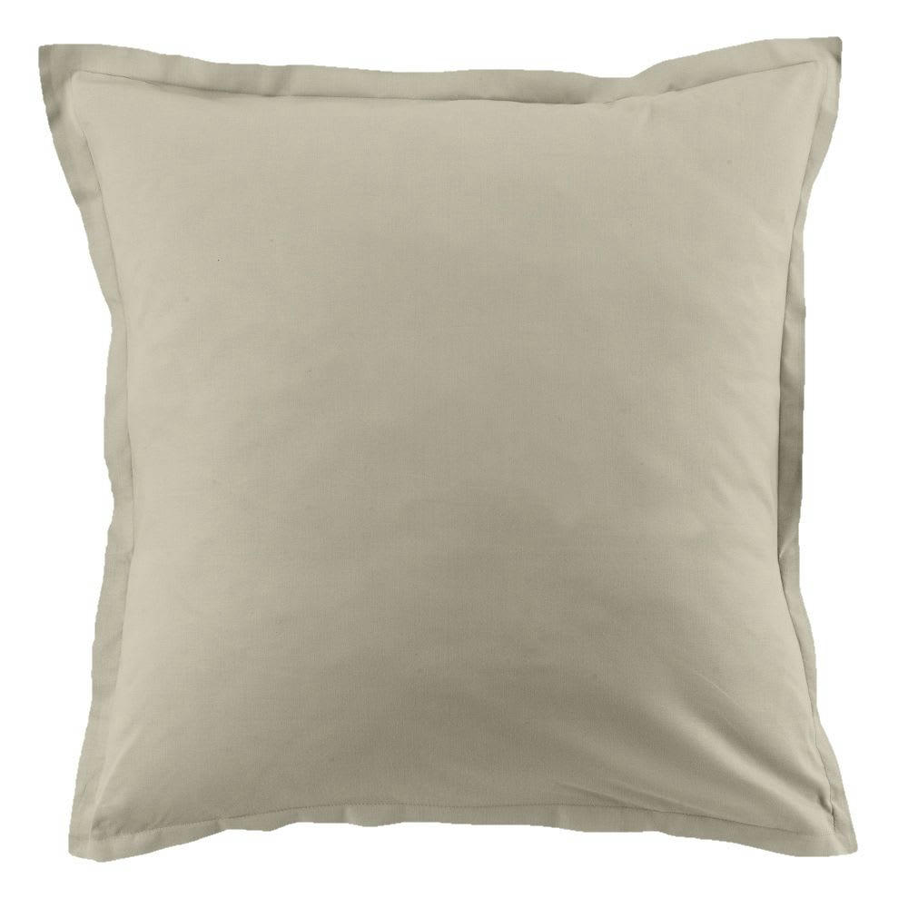 - Lot de 2 taies d'oreiller carrées coton beige latte 63x63 cm