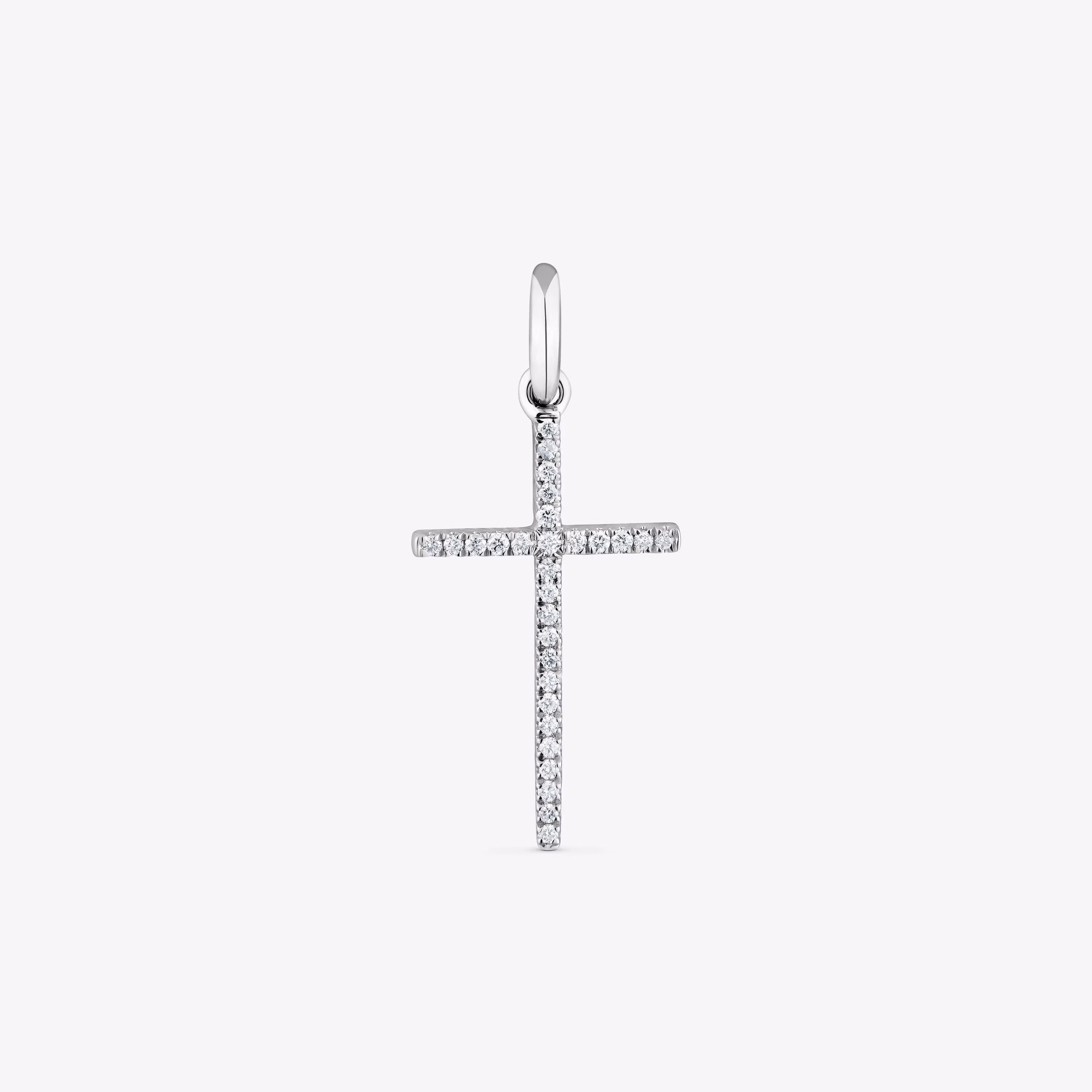 Colgante cruz de oro blanco y diamantes Basics